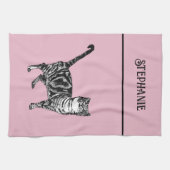 Cat Tabby Pastel Katten Vrouwen Licht Roze Naam Theedoek (Horizontaal)