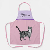 Cat Tabby Pastel Katten Vrouwen Lichtroze Lavander Schort (Voorkant)