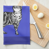 Cat Tabby Pastel Katten Vrouwen Marine Blauw Theedoek (Quarter Fold)