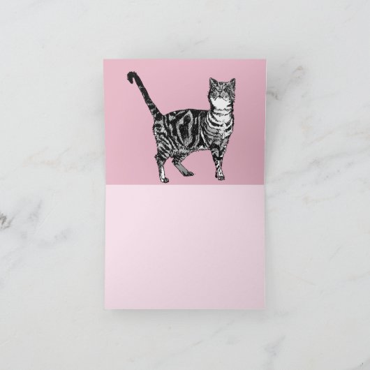 Cat Tabby Pastel Roze Katten Valentijnsdag Kaart (Binnen)