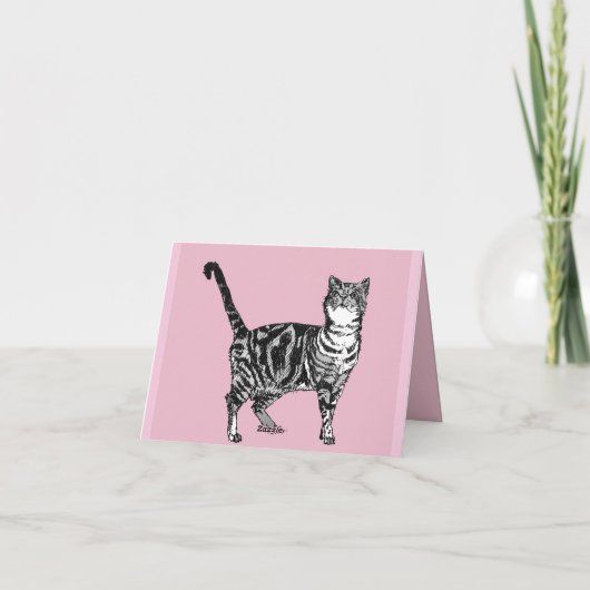 Cat Tabby Pastel Roze Katten Valentijnsdag Kaart (Achterkant)