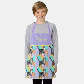 Cat Tabby Pattern Pastel Cats Girls Childs Apron Schort (Gedragen)