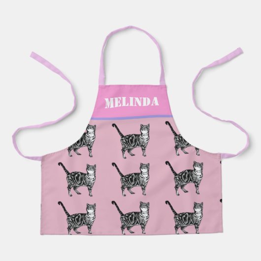 Cat Tabby Pattern Pastel Cats Kinder PinkGirls Apr Schort (Voorkant)