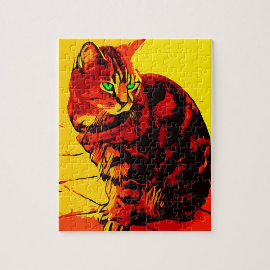 CAT TABBY WATERVERF JIGSAW Puzzle Legpuzzel (Verticaal)