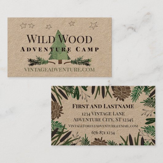 Cat Tail Pinecones Pine Tree Theme  Visitekaartje (Voorkant / Achterkant)