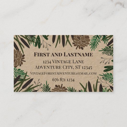 Cat Tail Pinecones Pine Tree Theme  Visitekaartje (Achterkant)