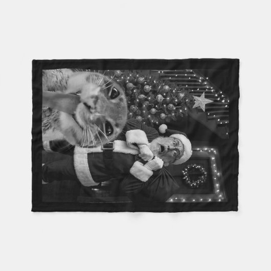 Cat Taking A Selfie Santa Christmas Xmas Pajamas H Fleece Deken (Voorkant (Horizontaal))