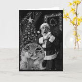 Cat Taking A Selfie Santa Christmas Xmas Pajamas H Kaart (Gele Bloem)