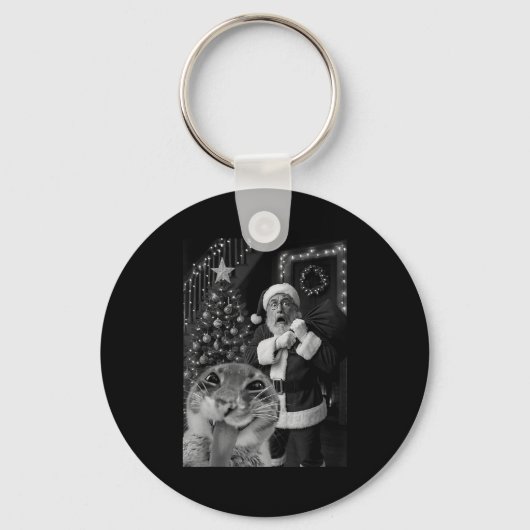 Cat Taking A Selfie Santa Christmas Xmas Pajamas H Sleutelhanger (Voorkant)