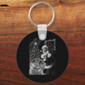 Cat Taking A Selfie Santa Christmas Xmas Pajamas H Sleutelhanger (Voorkant)