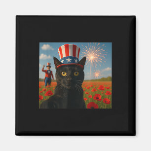 Cat Talking Een Selfie Vuurwerk 4 Juli Patrioti Magneet