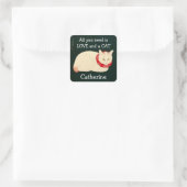 Cat Tama Vierkante Sticker (Tas)