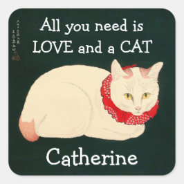 Cat Tama Vierkante Sticker