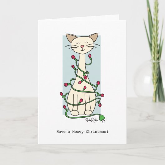 Cat Tangled Up in Christmas Lights Greeting Card Feestdagen Kaart (Voorkant)
