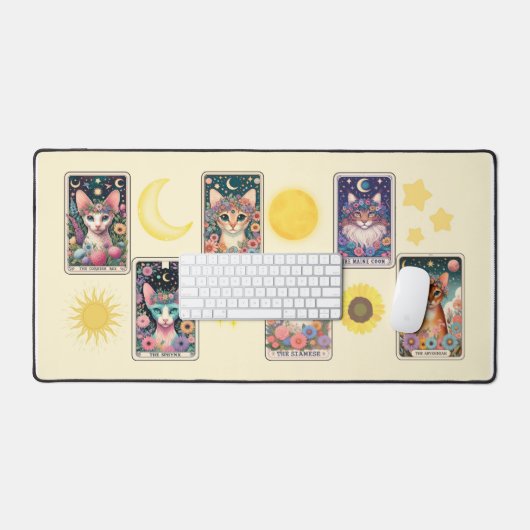 Cat Tarot Card Desk Mat (Keyboard & Muis)