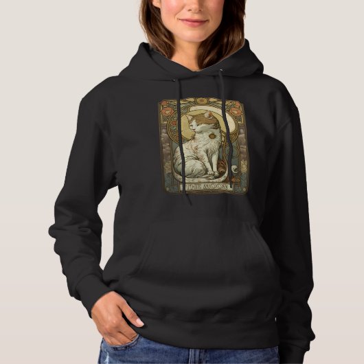 Cat Tarot Card The Moon Tarot Card Nouveau Hoodie (Voorkant)