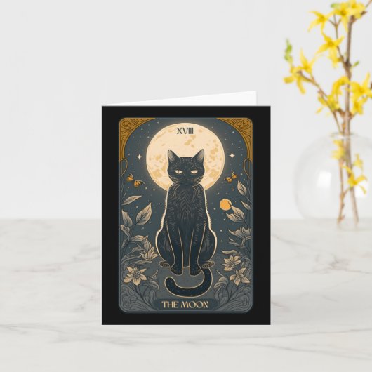 Cat Tarot Kaart, Moon Tarot Kaart Cat Mom of Cats, (Gele Bloem)