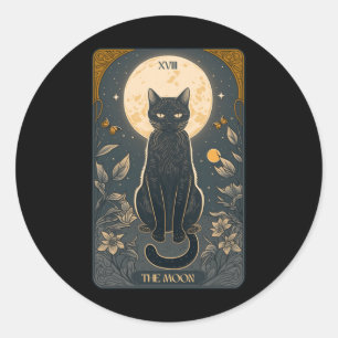 Cat Tarot Kaart, Moon Tarot Kaart Cat Mom of Cats, Ronde Sticker