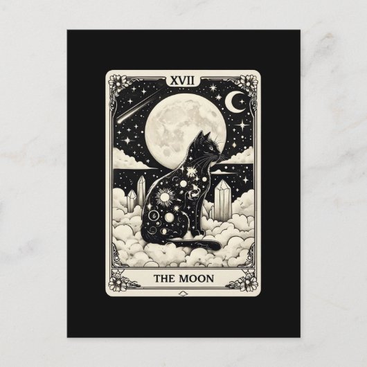 Cat Tarot Kaart The Moon Graphic (Voorkant)