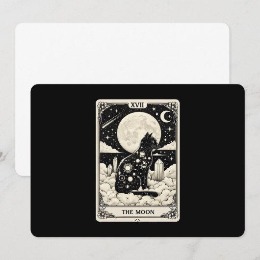 Cat Tarot Kaart The Moon Graphic (Voorkant / Achterkant)