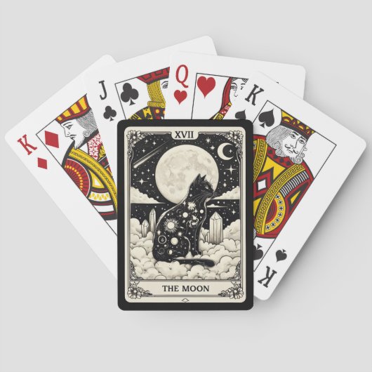 Cat Tarot Kaart The Moon Graphic (Achterkant)