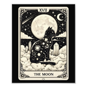 Cat Tarot Kaart The Moon Graphic Foto Afdruk