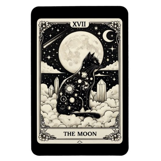 Cat Tarot Kaart The Moon Graphic Magneet (Verticaal)