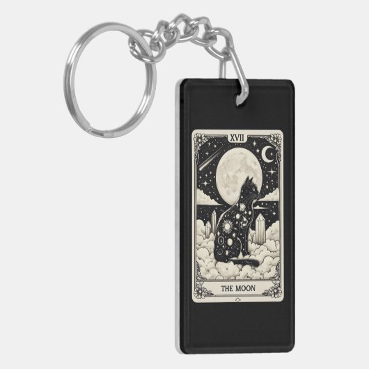 Cat Tarot Kaart The Moon Graphic Sleutelhanger (Voorkant Links)