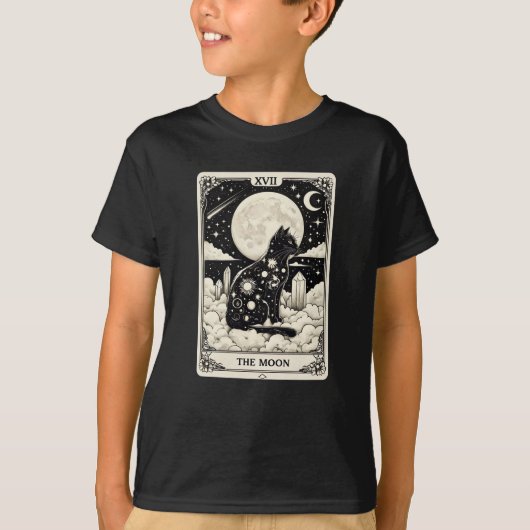 Cat Tarot Kaart The Moon Graphic T-shirt (Voorkant)