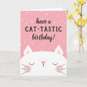 Cat-Tastic Verjaardag Witte Kitten Kaart (Gele Bloem)