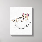 Cat Tea cup Canvas Afdruk (Voorkant)