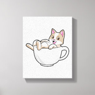 Cat Tea cup Canvas Afdruk