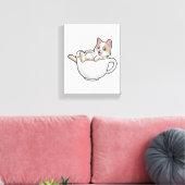 Cat Tea cup Canvas Afdruk (Insitu (Woonkamer))