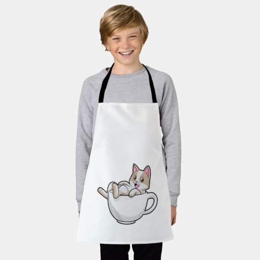 Cat Tea cup Schort (Gedragen)