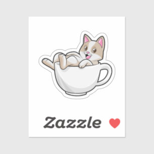 Cat Tea cup Sticker