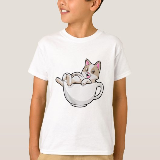 Cat Tea cup T-shirt (Voorkant)