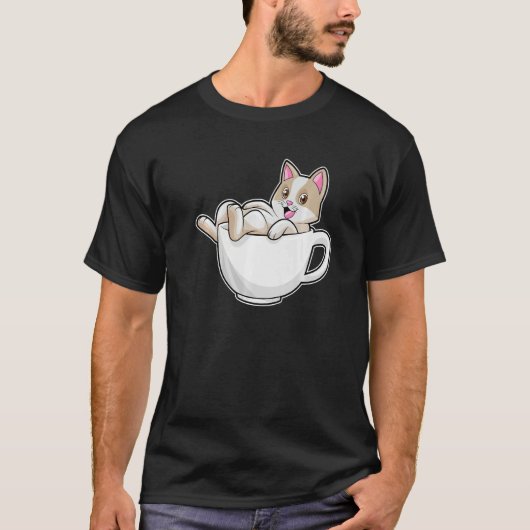 Cat Tea Cup T-shirt (Voorkant)