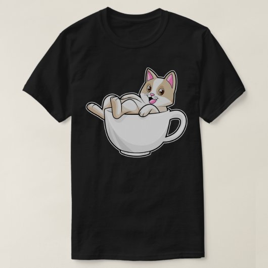 Cat Tea cup T-shirt (Design voorkant)