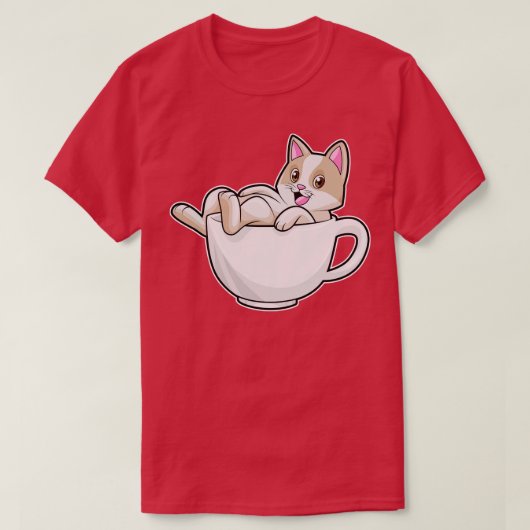 Cat Tea cup T-shirt (Design voorkant)