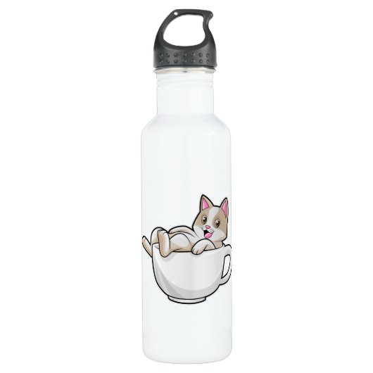 Cat Tea cup Waterfles (Voorkant)