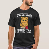 Cat Tea Funny Read Reading Book Librarian Men Wome T-shirt (Voorkant)
