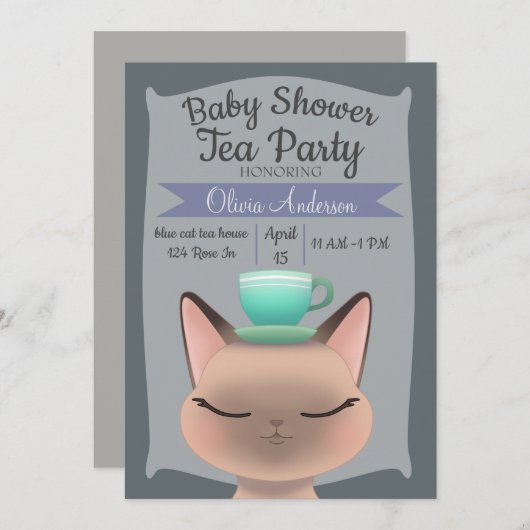 Cat Tea Party Kaart (Voorkant / Achterkant)