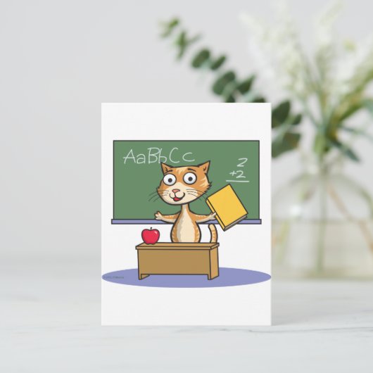 Cat Teacher Briefkaart (Staand voorkant)