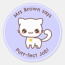 Cat Teacher Reward Stickers gepersonaliseerd in Ka
