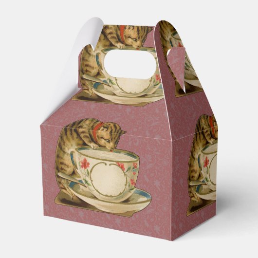 Cat Teacup Schattige Victoriaans Bedankdoosjes (Voorkant Zijde)