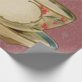 Cat Teacup Schattige  Victoriaans Cadeaupapier (Hoek)