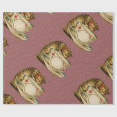 Cat Teacup Schattige  Victoriaans Cadeaupapier (Vlak)