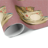 Cat Teacup Schattige Victoriaans Cadeaupapier (Rol Hoek)