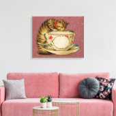 Cat Teacup Schattige  Victoriaans Canvas Afdruk (Insitu (Woonkamer))