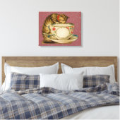 Cat Teacup Schattige  Victoriaans Canvas Afdruk (Insitu (Slaapkamer))